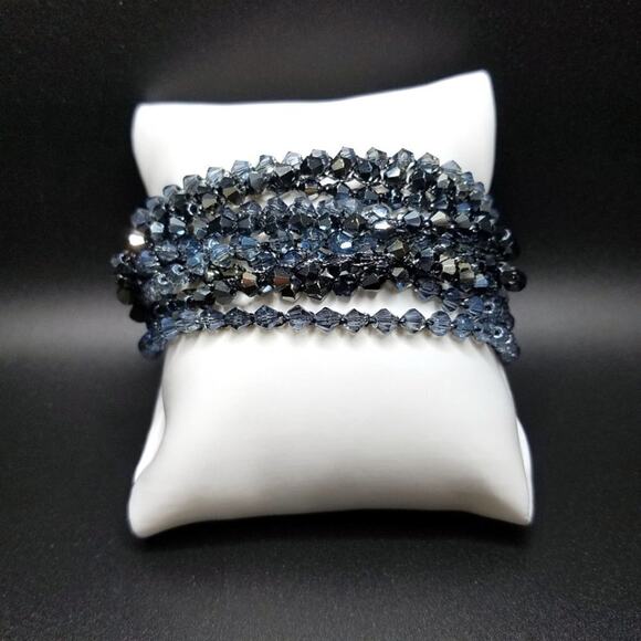 Stella and Ruby Small Faceted Crystal Bracelet, Multi Strands Magnetic Clasp, 8" - Picture 5 of 8